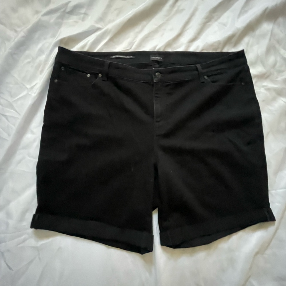 Talbots Jean Shorts Womens Black High Rise Girlfriend Plus Size Shorts 22W